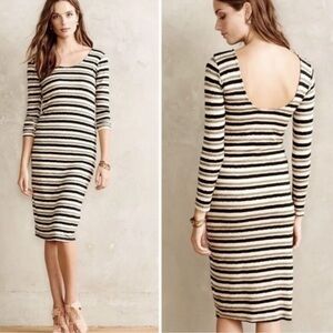 DOLAN Anthropologie Left Coast Prita Midi Dress Size S Neutral Motif stripes